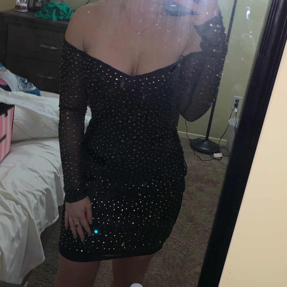 Black Windsor rhinestone dress